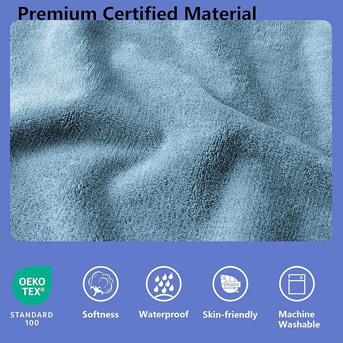 Waterproof Blanket for Bed, Leak Proof Dog Couch Blankets Reversible, Pet Throw Sofa Furniture Protector Machine Washable-82 x120,Navy Blue+Stone Blue