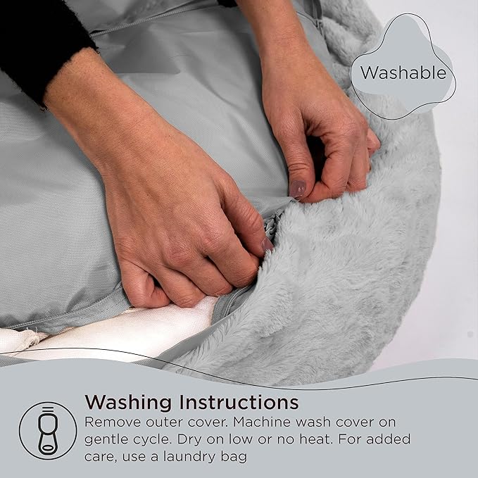 Best Friends by Sheri The Original Calming Donut Dog Bed – Washable Plush Pet Bed for Medium Breeds up to 45 lbs, Lux Faux Fur, Gray, Medium (30" x 30")