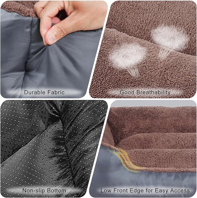 Dog Beds Large Sized Dog - Extra Thick Supportive Large Dogs Bed with Nonskid Bottom, L Plus Comfort Pet Bed Sofa with Soft Plush Sherpa