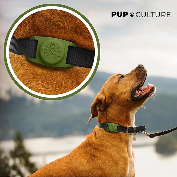 Pup Culture AirTag Dog Collar | Durable & Protective Dog AirTag Holder - Track Your Pet Using Apple AirTag Technology - Dog Collar AirTag Holder -for Dogs and Cats