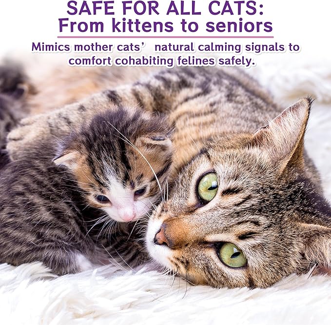 120-Day Cat Pheromone Calming Diffuser, Advanced Pheromone Diffuser for Cats, Relieve Anxiety, Help Reduce Fighting, Spraying & Scratching, Drug-Free & Odorless Safe Relaxation Solution, 2 Plug in