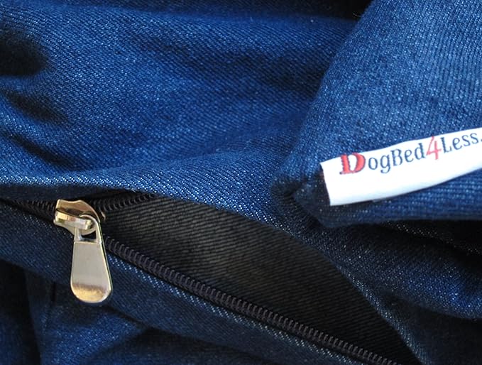 Dogbed4less Medium Large Orthopedic Heavy Duty Gel Infused Memory Foam Pet Bed, Waterproof Liner, Denim in Blue