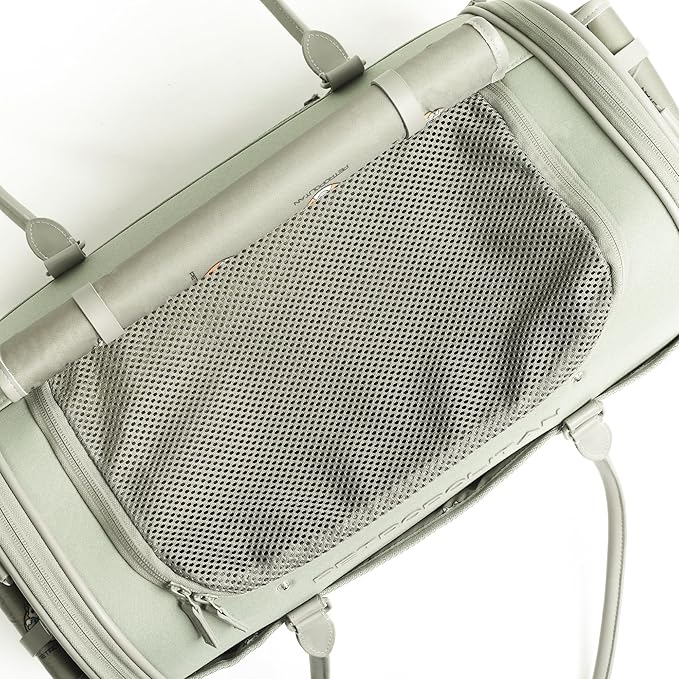 Soft-Sided Pet Carrier for Cats and Small Dogs – Stylish, Airline-Approved Travel Bag with Mesh Ventilation, Collapsible, Removable Pad and Safety Leash, Fits up to 16 lb