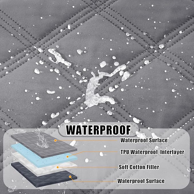 Smiry Waterproof Dog Bed Cover Blanket 82x120, Soft Reversible Pet Blanket, Washable Leakproof Cats Dogs Couch Cover for Sofa, Couch, Furniture, Lattice, Grey/Dark Grey