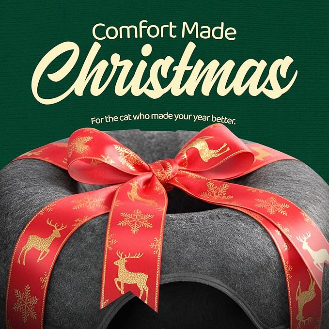 CATTASAURUS Peekaboo Cat Cave for Multiple & Large Cats Up to 30-45 Lbs, Scratch Detachable & Washable Tunnel Bed, Comfy Donut Cat Cave (Dark Gray, Large)