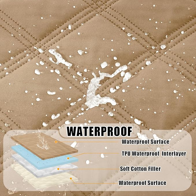 Smiry Waterproof Dog Bed Cover Blanket 30x70, Soft Reversible Pet Blanket, Washable Leakproof Cats Dogs Couch Cover for Sofa, Couch, Furniture, Lattice, Camel/Beige