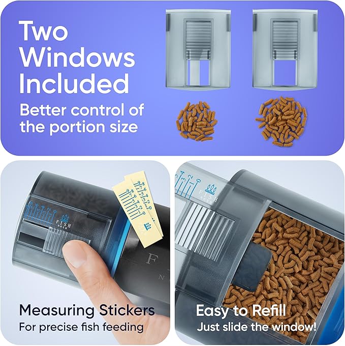 FISHNOSH Automatic Fish Feeder for Aquarium - New Generation 2025, Auto Food Dispenser with Timer for Small Tank, Big Aquariums & Pond, Model-ML