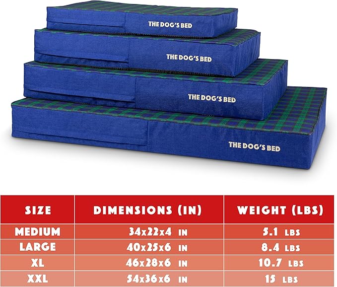 The Dog’s Bed Orthopedic Memory Foam Dog Bed XXL Black Watch Tartan, Pain Relief for Arthritis, Hip & Elbow Dysplasia, Post Surgery, Lameness Supportive, Waterproof Washable Cover, Veterinary Approved