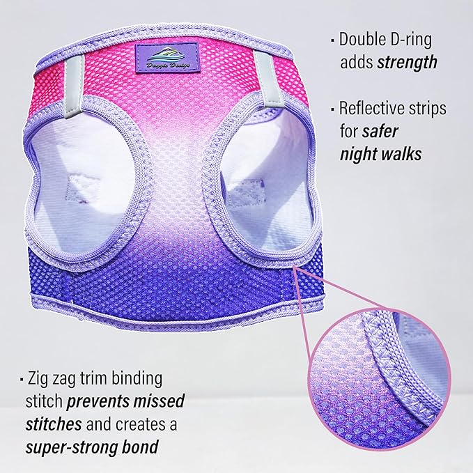 Doggie Design Dog Harness - No Choke Dog Harness, Dog Vest, Mesh Polyester, Pet Harness, Simple Step in and Go Design, Harness for Dog - Raspberry Sundae, XXS