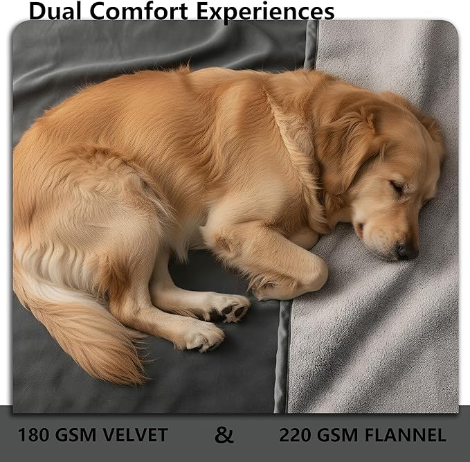 Waterproof Blanket for Bed, Leak Proof Dog Couch Blankets Reversible, Pet Throw Sofa Furniture Protector Machine Washable-82 x120,Black+Lightgrey