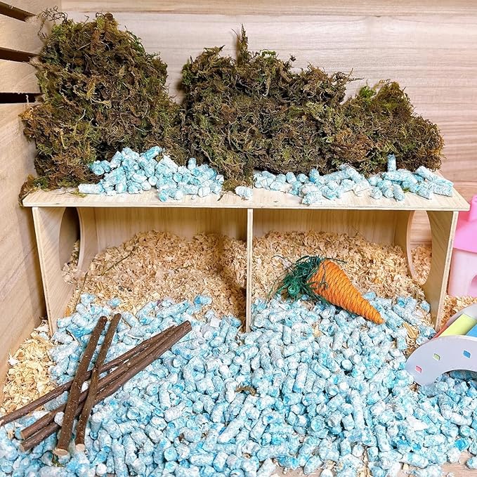 Hamiledyi Wooden Hamsters 2-Chamber Hideout-Tunnel Multi Chamber Exploring Toy Hamster Exploring Tunnel Toy for Hamsters Mice (L)