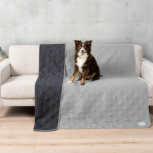 PetAmi Waterproof Bed Cover for Dogs, Pet Blanket Couch Cover, Reversible Furniture Cover Sofa Protector for Pet Cat Bed, Washable Dog Blanket for Seat, 68x82 Light Gray