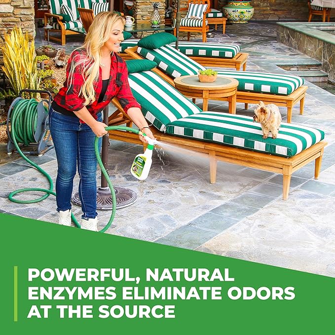 Outdoor Odor Eliminator for Pets, Dogs, Ideal for Artificial Grass & Patio (32 oz Hose End Sprayer)