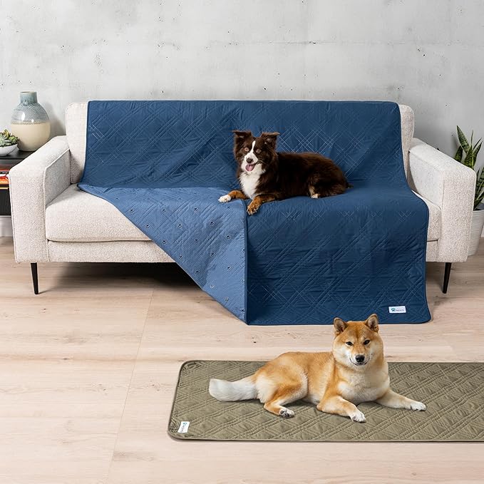 PetAmi Waterproof Couch Cover for Dogs, Reversible Furniture Cover Sofa Protector for Pet Cat Bed, Washable Blanket Dog Cover for Couch Seat, 52x82 Blue