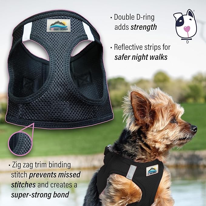 CHOKE FREE REFLECTIVE STEP IN ULTRA HARNESS - BLACK - AMERICAN RIVER (XXS) by Doggie Design