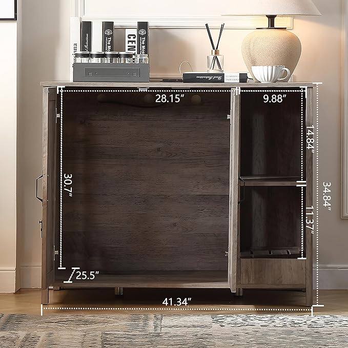 Large Cat Litter Enclosure With Litter Collector, Enclosure for self-Cleaning Litter Boxes,Adjustable Shelf for Dog Proof and Storage,charging station,Locks Added for cat,Cat House,Grey