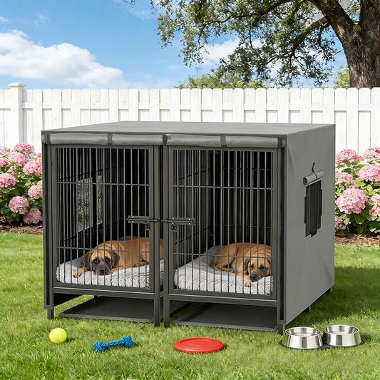 BingoPaw Heavy Duty Dog Crate: 52Inch Extra Large Dog Kennel Indoor with Divider - Metal Crates for Dogs Indoor with Two Door and Tray for Small Medium Large Dogs