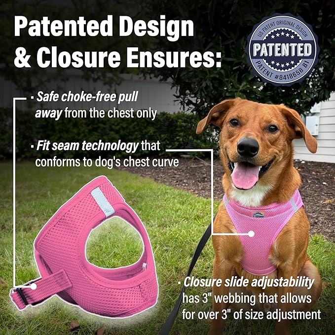 Doggie Design Dog Harness - No Choke Dog Harness, Dog Vest, Mesh Polyester, Pet Harness, Simple Step in and Go Design, Harness for Dog - Candy Pink, 2XL