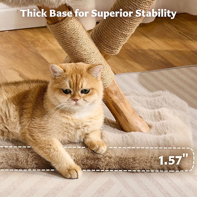 Cat Tree Modern Sturdy Solid Wood Cat Tower for Large Cat with Scratching Post for Indoor, Multifunctional Cat Tower with Cozy Bed and Platforms