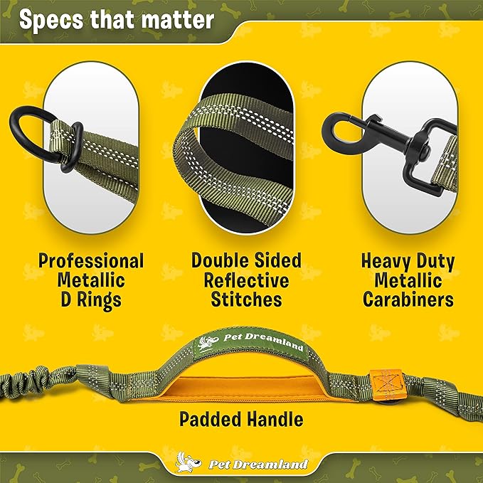 Exquisite Hands-Free Leash for Medium Dogs: Perfect for Active Pet Owners Comfortable, Durable & Ideal for Running, Walking, Hiking. Premium Dog Waist Leash with Bungee. Must-Have Dog Gear