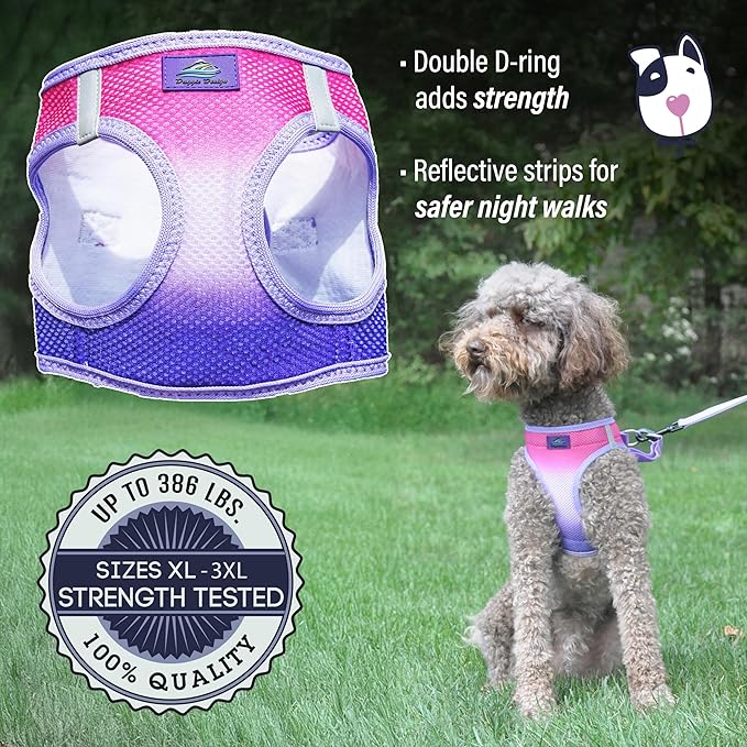 Doggie Design Dog Harness - No Choke Dog Harness, Dog Vest, Mesh Polyester, Pet Harness, Simple Step in and Go Design, Harness for Dog - Raspberry Sundae, XL