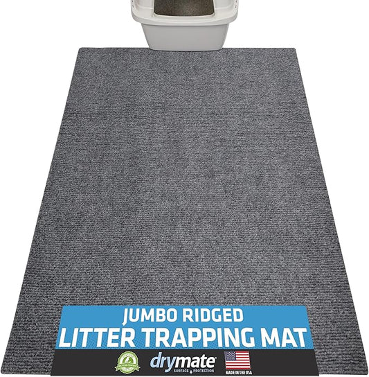 Drymate Jumbo Cat Litter Trapping Mat, (Ridged Design), Traps Litter & Mess from Box, Soft on Kitty Paws, Absorbent, Waterproof, Urine-Proof, Machine Washable, Durable, (USA Made) (36" x 47")