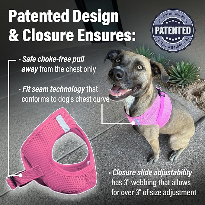 Doggie Design Dog Harness - No Choke Dog Harness, Dog Vest, Mesh Polyester, Pet Harness, Simple Step in and Go Design, Harness for Dog - Candy Pink, XL