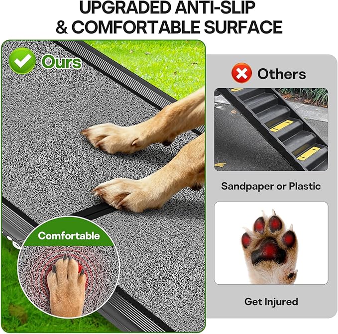 71''x 20'' Dog Ramp for Car, Pet Ramp for Large Dogs Up to 300LBS, Foldable Dog Car Ramp, Dog Stairs Steps with Waterproof & Non-Slip Rug Surface for Truck, SUV, Indoor & Outdoor(Wire Loop Fabric)