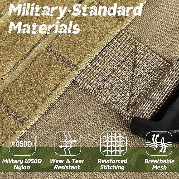 rabbitgoo Tactical Dog Harness for Large, Heavy Duty Pet Harness with Handle, No-Pull Service Vest Large Breed, Adjustable Military Dog Vest for Training Hunting Walking, Brown, XL