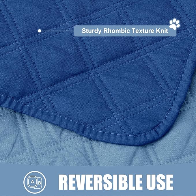 Smiry Waterproof Dog Bed Cover Pet Blanket, Soft Washable Dog Blanket for Furniture Bed Couch Sofa Reversible, Checkered (40"x50", Navy/Blue)