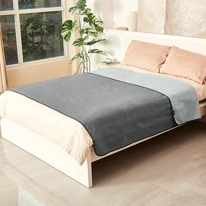 Catalonia Waterproof Blanket for Bed, Reversible Fleece Couch Sofa Furniture Protector, Leak Proof Dog Blankets, Grey