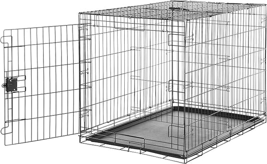 Amazon Basics - Durable, Foldable Metal Wire Dog Crate with Tray, Single Door, 42 x 28 x 30 in, Black