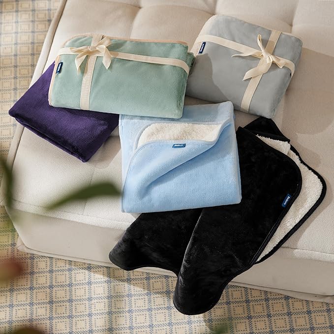 Bedsure Waterproof Dog Blankets for Medium Dogs - Medium Cat Blanket Washable for Couch Protection, Sherpa Fleece Puppy Blanket, Soft Plush Reversible Throw Furniture Protector, 30"X40", Eggplant