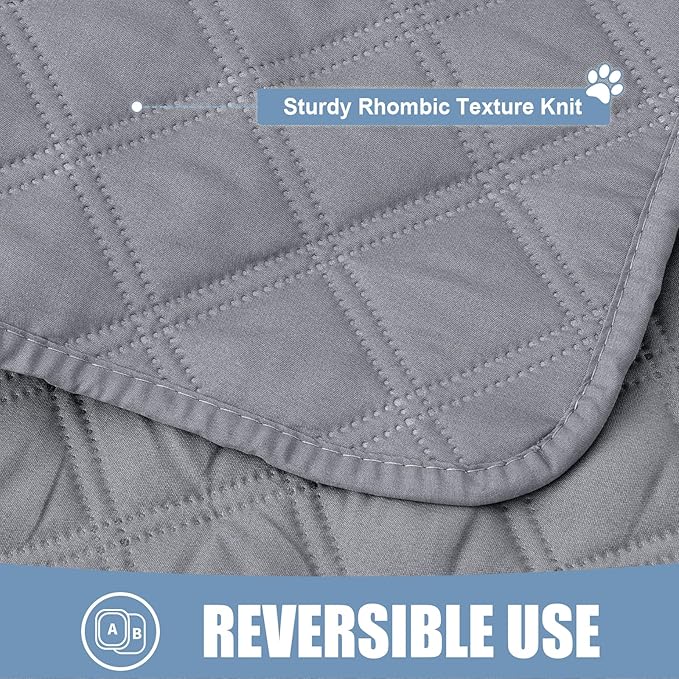Smiry Waterproof Dog Bed Cover Pet Blanket, Soft Washable Dog Blanket for Furniture Bed Couch Sofa Reversible, Checkered (68"x82", Grey/Grey)