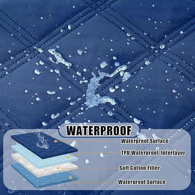 Smiry Waterproof Dog Bed Cover Blanket 40x50, Soft Reversible Pet Blanket, Washable Leakproof Cats Dogs Couch Cover for Sofa, Couch, Furniture, Lattice, Navy/Blue