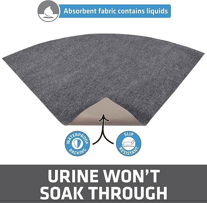 Drymate Corner Cat Litter Trapping Mat (Ridged Design), Traps Mess from Box, Protects Floors, Urine-Proof, Machine Washable, Soft on Kitty Paws, Absorbent, Waterproof (USA Made, Recycled Content)