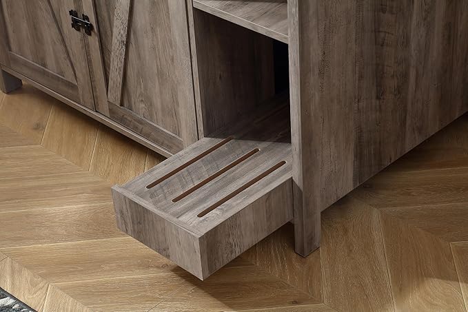 Large Cat Litter Enclosure With Litter Collector, Enclosure for self-Cleaning Litter Boxes,Adjustable Shelf for Dog Proof and Storage,charging station,Locks Added for cat,Cat House,Grey