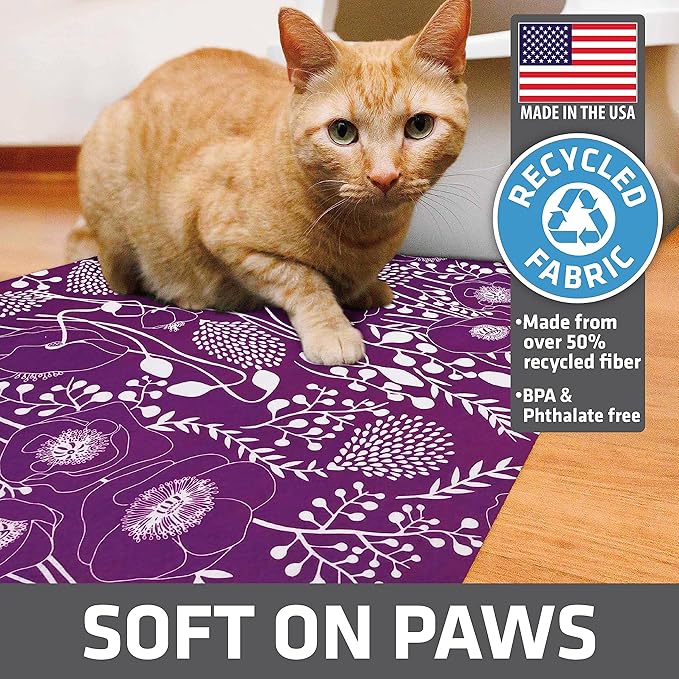 Drymate Original Cat Litter Mat, Contains Mess from Box, Protects Floors, Urine-Proof, Machine Washable, Soft on Kitty Paws, Absorbent, Waterproof (USA Made, Recycled Content) (20”x28”)(Purple Plum)