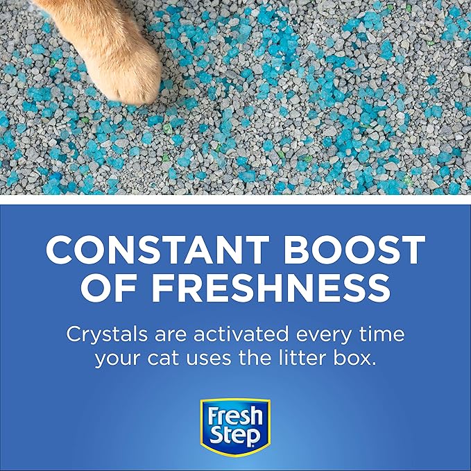 Fresh Step Cat Litter Crystals in Fresh Scent - Cat Litter Box Deodorizer - Combats Odors and Neutralizes Smells to Keep Your Home Clean, 15 Ounce - 3 Pack