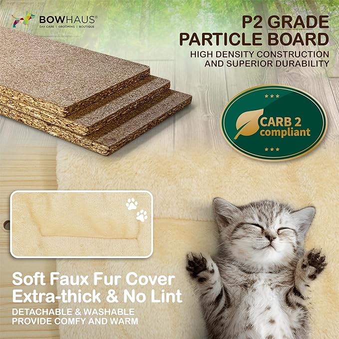 65” Wooden Cat Tree Tower for Indoor Large Cats & Kittens, Modern Tall Cat Climbing Tree w/Cave Condo, Scratching Posts, Perch, Multi-Level Cat Tower w/Interactive Toy & Detachable Cushion