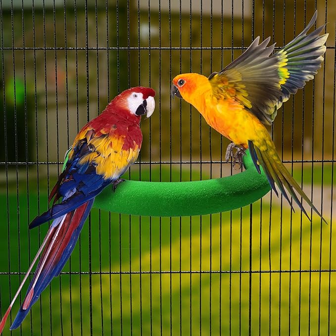 U Shape Parrot Perch Stand Toy Bird Platform Sand Paw Grinding Clean Stick Exercise Conure Budgie Cockatiel Cage Accessories (Green)