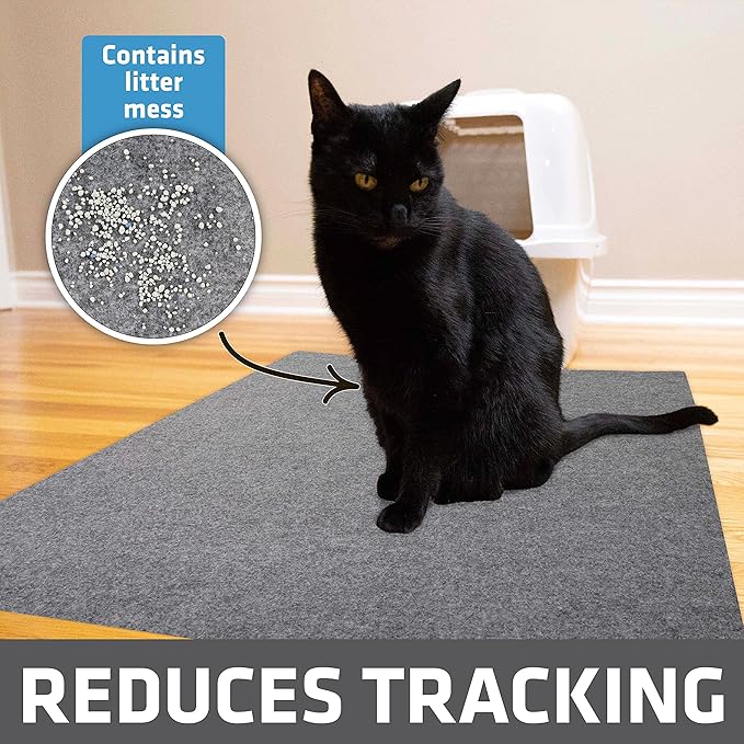Drymate XL Original Cat Litter Mat, Contains Mess from Box, Protects Floors, Urine-Proof, Machine Washable, Soft on Kitty Paws, Absorbent, Waterproof (USA Made, Recycled Content) (29”x36”)(Light Grey)