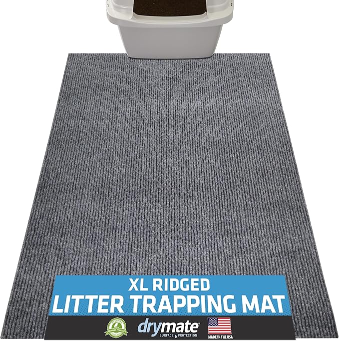 Drymate Cat Litter Trapping Mat, (Ridged Design), Traps Litter & Mess from Box, Soft on Kitty Paws, Absorbent, Waterproof, Urine-Proof, Machine Washable, Durable, (USA Made) (28" x 36")