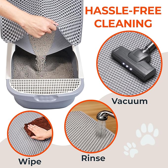 BurgeonNest Jumbo PVC Foam Cat Litter Mat XL 45x31inch Soft on Paws,Urine-Proof & Water Resistant Cat Mat, Double Layer Traps Litter from Box, Scatter Control, Easy Clean – Gray