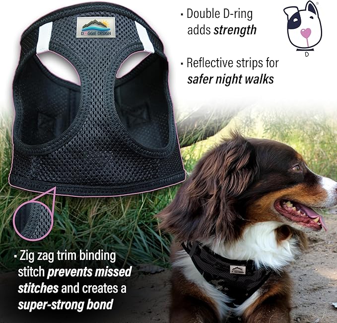 CHOKE FREE REFLECTIVE STEP IN ULTRA HARNESS - BLACK - AMERICAN RIVER (Small) by Doggie Design