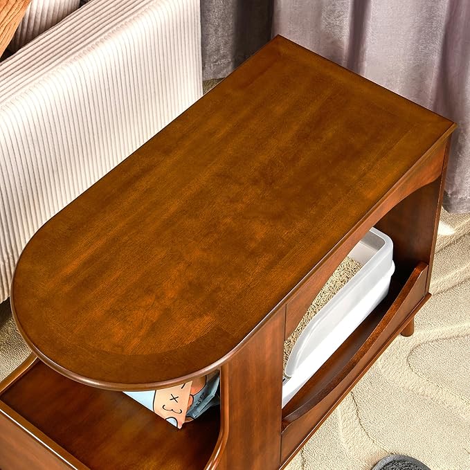 2-Set Pet Litter Box Enclosure, Hidden Litter Box Furniture with Storage Shelf, Indoor Cat House with 1 Drawer, Wooden Cat Washroom Modern Console, Pet Storage Cabinet