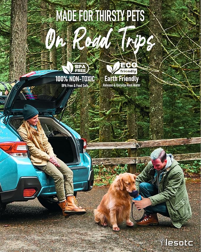 Lesotc Portable Dog Water Dispenser, 600ml, BPA Free, Lightweight, Ideal for Travel, Hiking, Camping