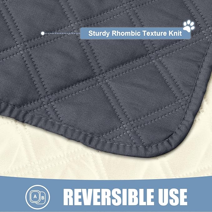 Smiry Waterproof Dog Bed Cover Pet Blanket, Soft Washable Dog Blanket for Furniture Bed Couch Sofa Reversible, Checkered (40"x80", Dark Grey/Beige)