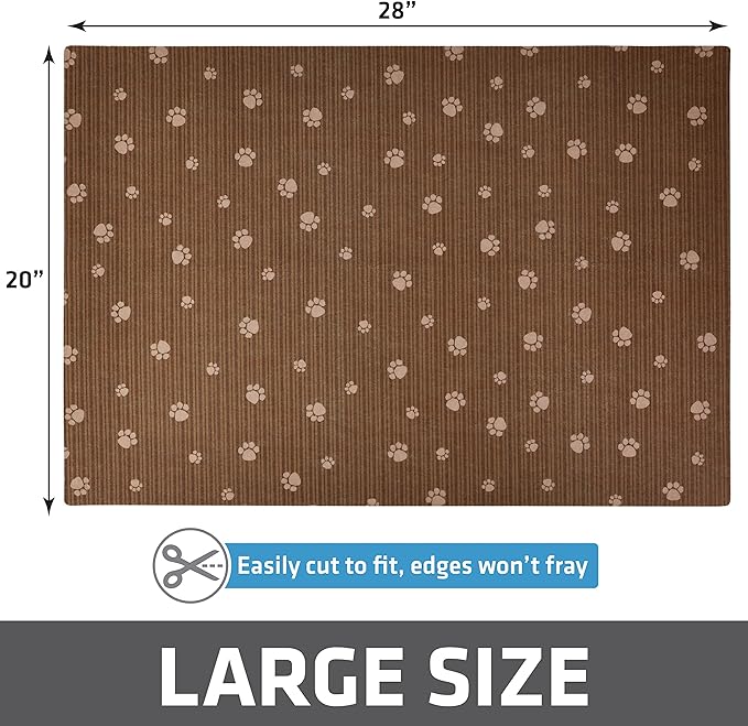 Drymate Original Cat Litter Mat, Contains Mess from Box, Protects Floors, Urine-Proof, Machine Washable, Soft on Kitty Paws, Absorbent, Waterproof (USA Made, Recycled Content) (20”x28”)(BrownTanPaw)