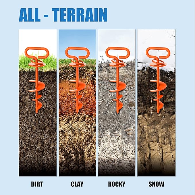 Eurmax USA Dog Tie Out Stake Triple Lock Heavy Duty Dog Anchor for Large Dogs Trampoline Stakes Dog for Yard and Outdoor Dog Runner Install & Travel Kit Included,1-Pack(Orange)